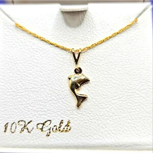 Everlasting Gold 10k Gold Dolphin Charm Pendant on 14k Gold Filled Chain